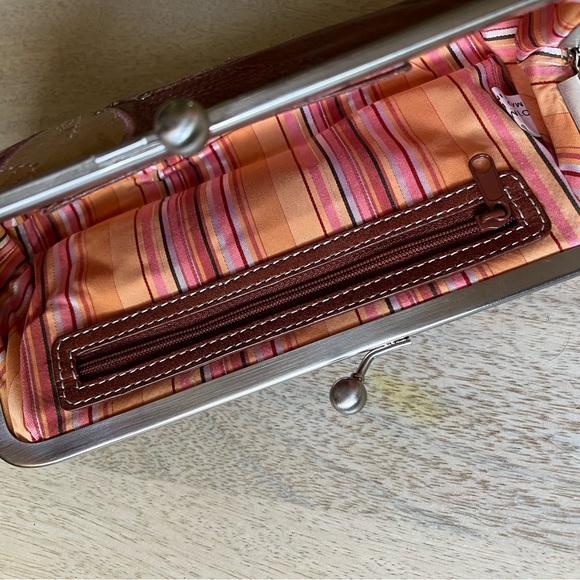 Fossil Leather Clutch, Floral Applique Embroidered, Studs, Never Used - Picture 6 of 6